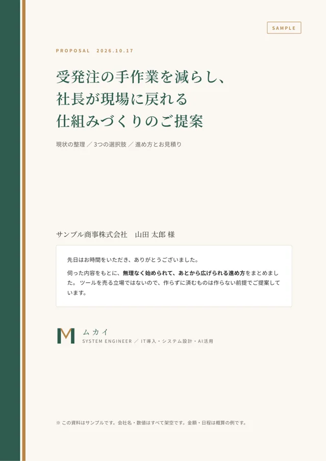 ご提案書の1ページ目